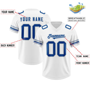 Custom White Royal Retro Personalized Sleeve Line Authentic Football Jersey