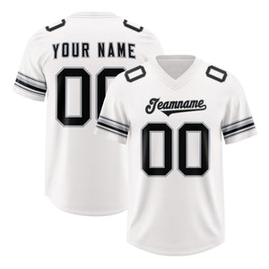 Custom White Black Retro Personalized Sleeve Line Authentic Football Jersey