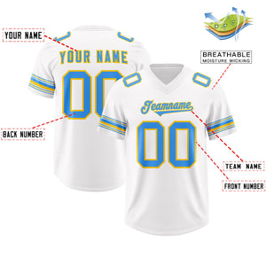 Custom White Powder Blue Retro Personalized Sleeve Line Authentic Football Jersey