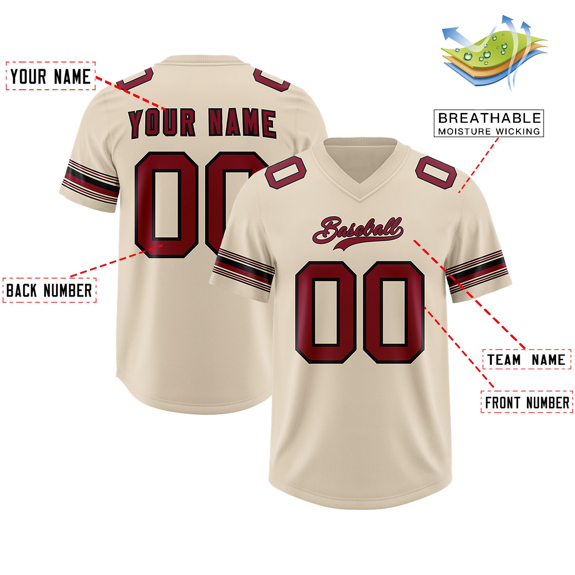 Custom Cream Red Retro Personalized Sleeve Line Authentic Football Jersey