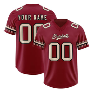 Custom Red Cream Retro Personalized Sleeve Line Authentic Football Jersey