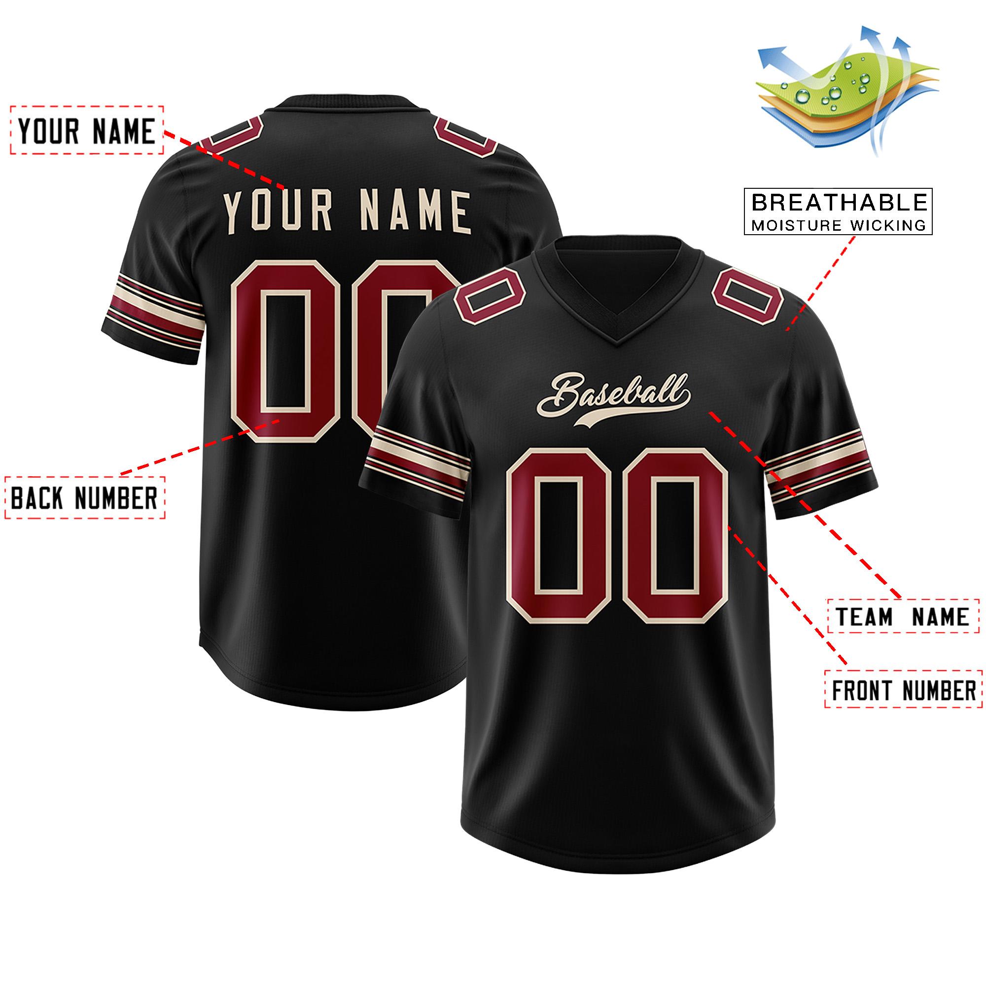 Custom Black Red Retro Personalized Sleeve Line Authentic Football Jersey