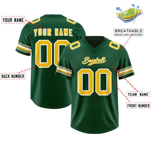 Custom Green Gold Retro Personalized Sleeve Line Authentic Football Jersey