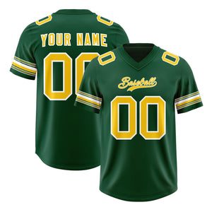 Custom Green Gold Retro Personalized Sleeve Line Authentic Football Jersey