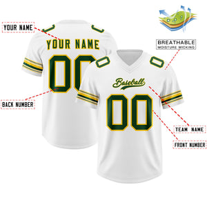 Custom White Green Retro Personalized Sleeve Line Authentic Football Jersey