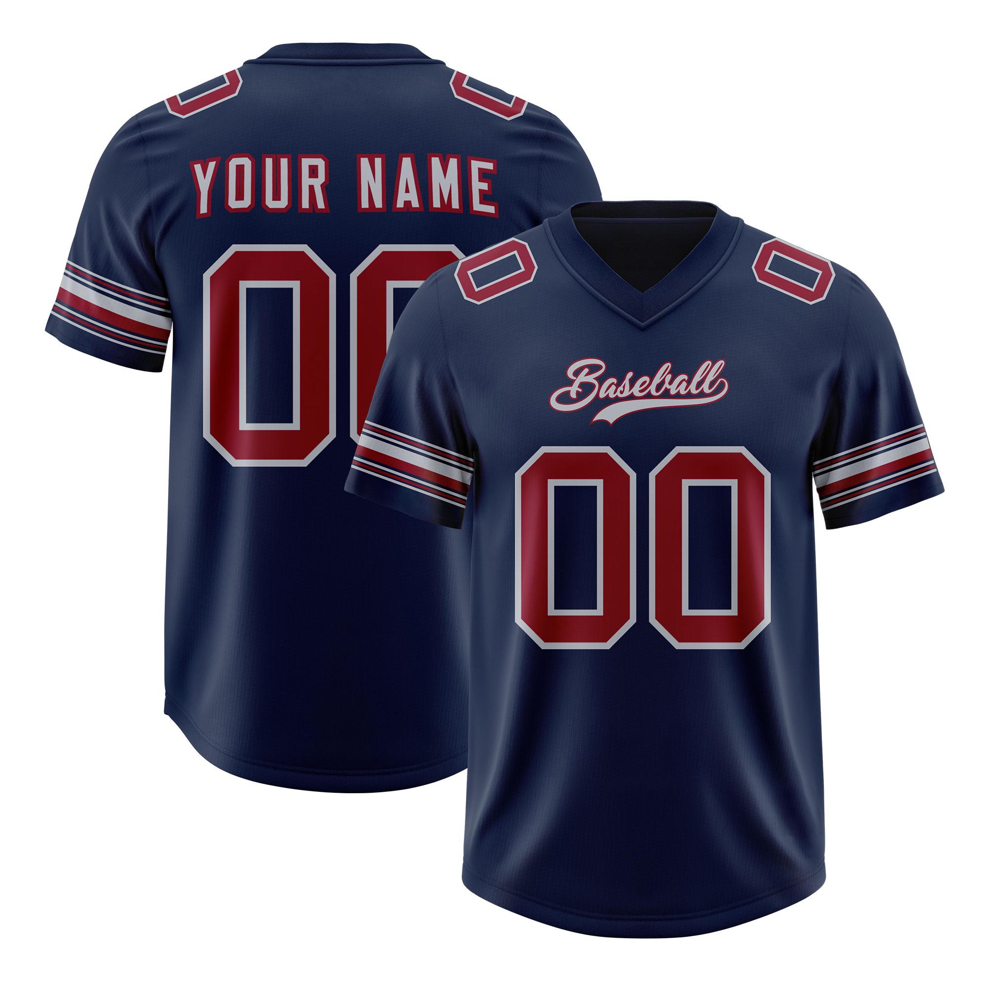 Custom Navy Red Retro Personalized Sleeve Line Authentic Football Jersey