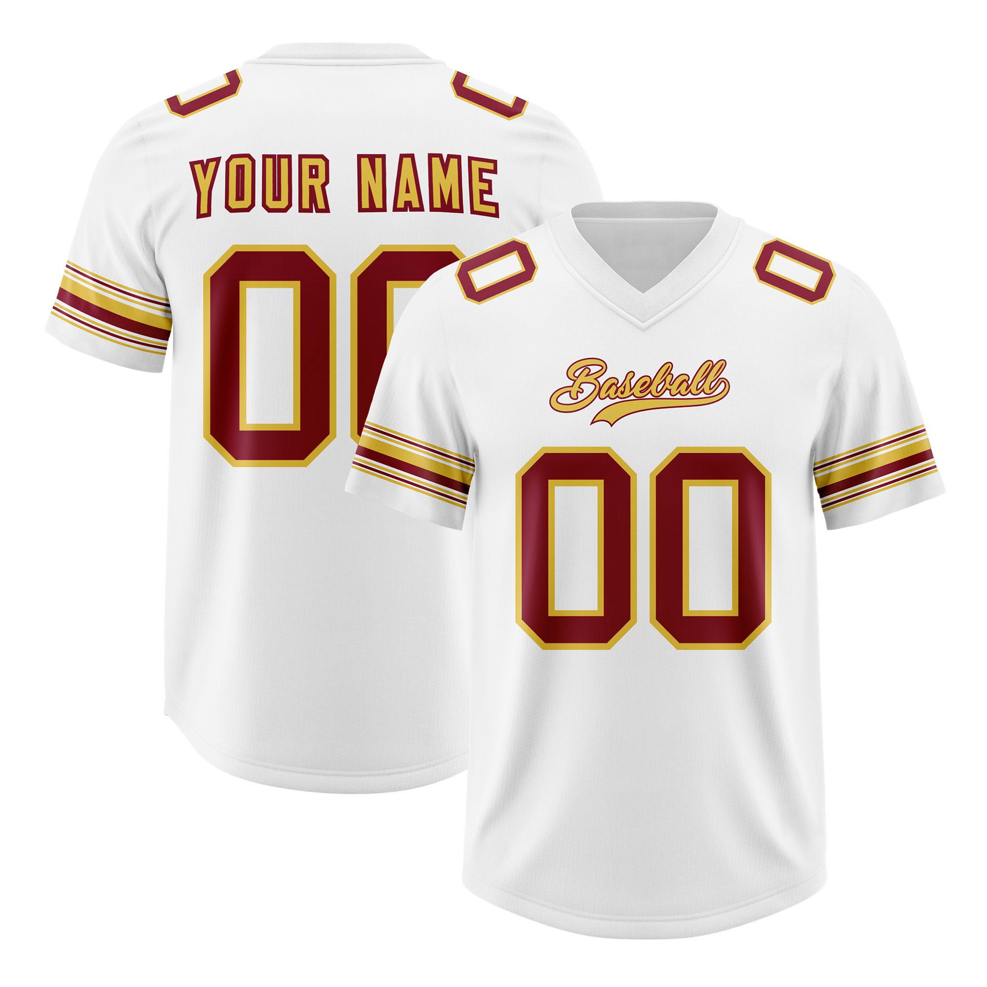 Custom White Red Retro Personalized Sleeve Line Authentic Football Jersey