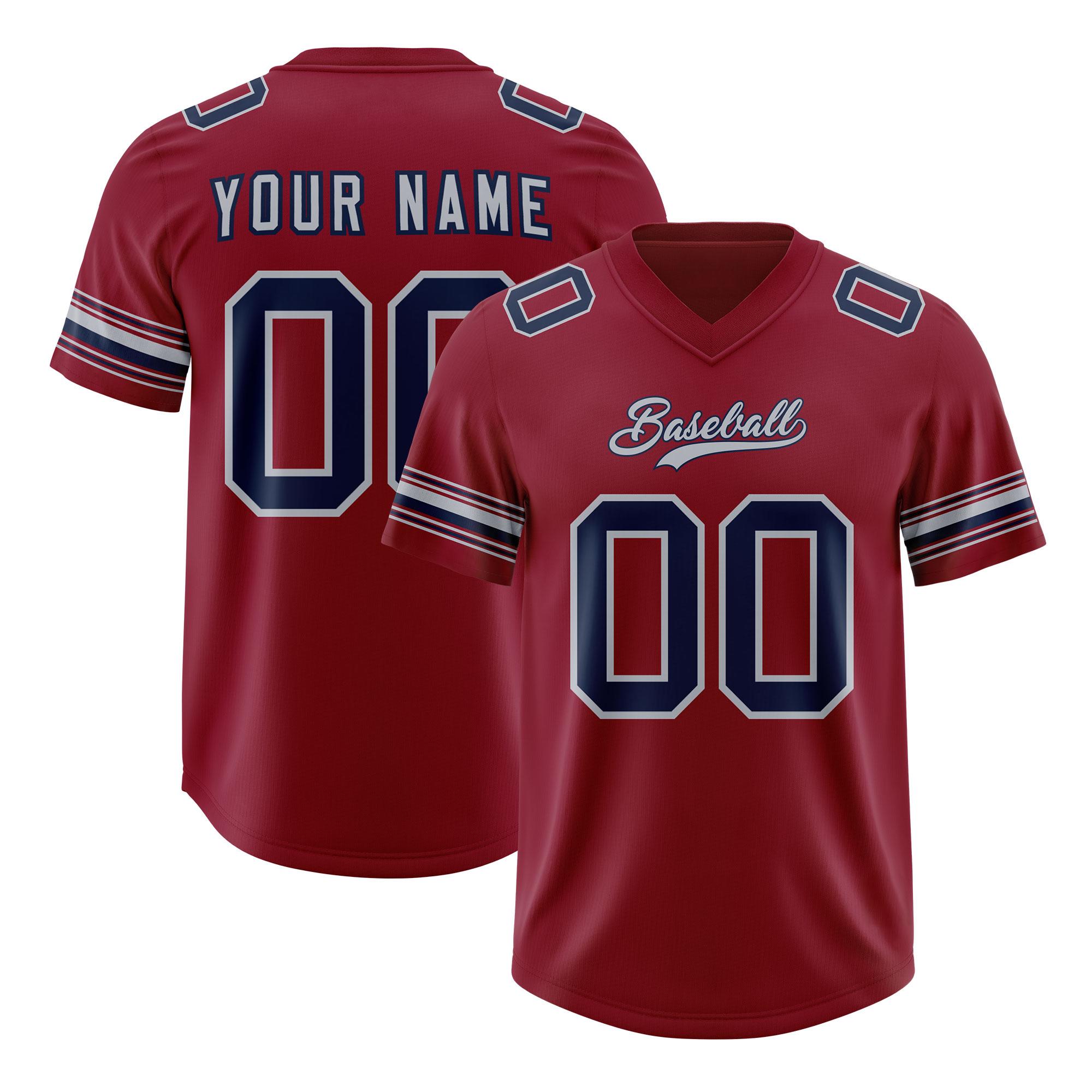 Custom Red Navy Retro Personalized Sleeve Line Authentic Football Jersey