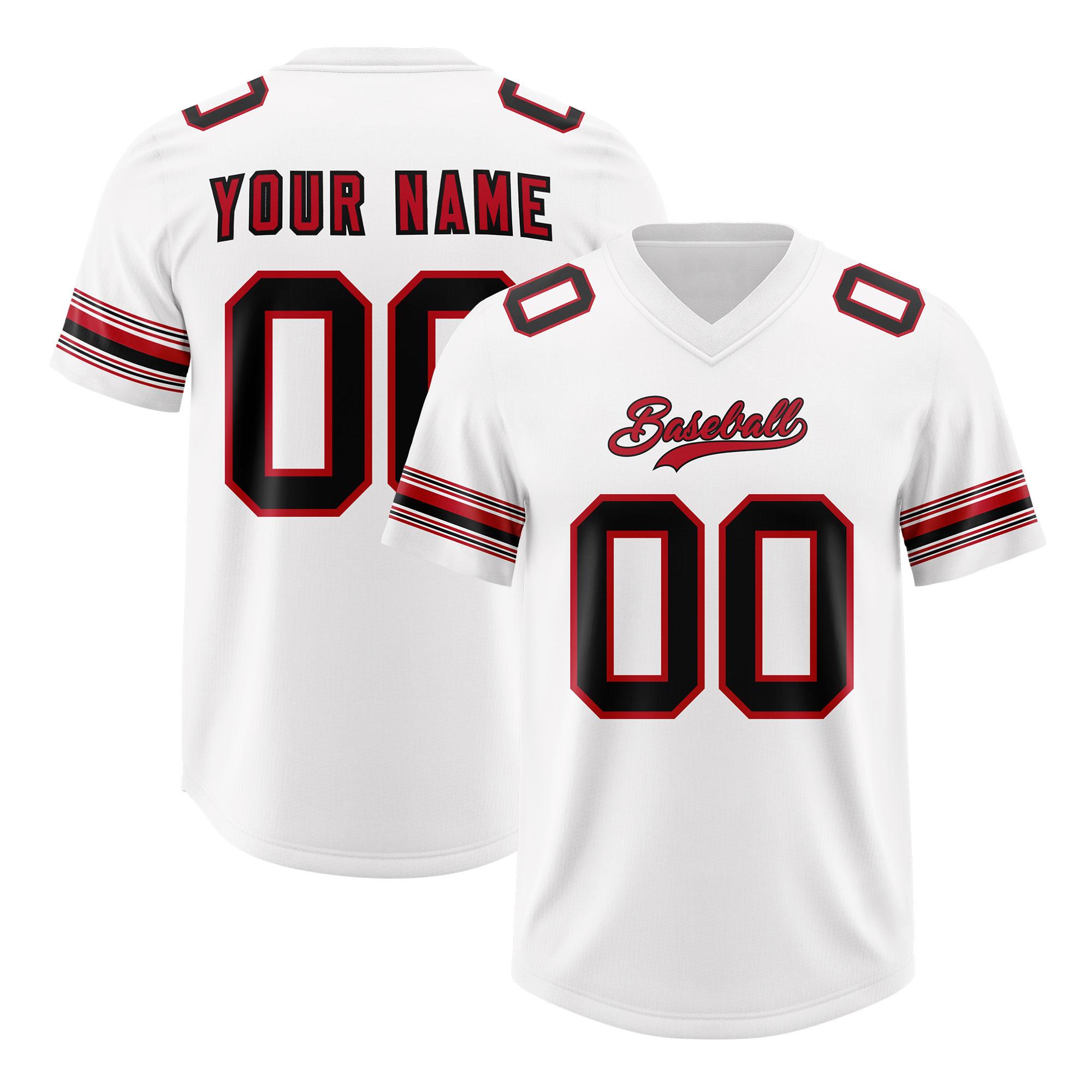 Custom White Red Retro Personalized Sleeve Line Authentic Football Jersey