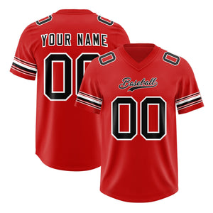 Custom Red Black Retro Personalized Sleeve Line Authentic Football Jersey