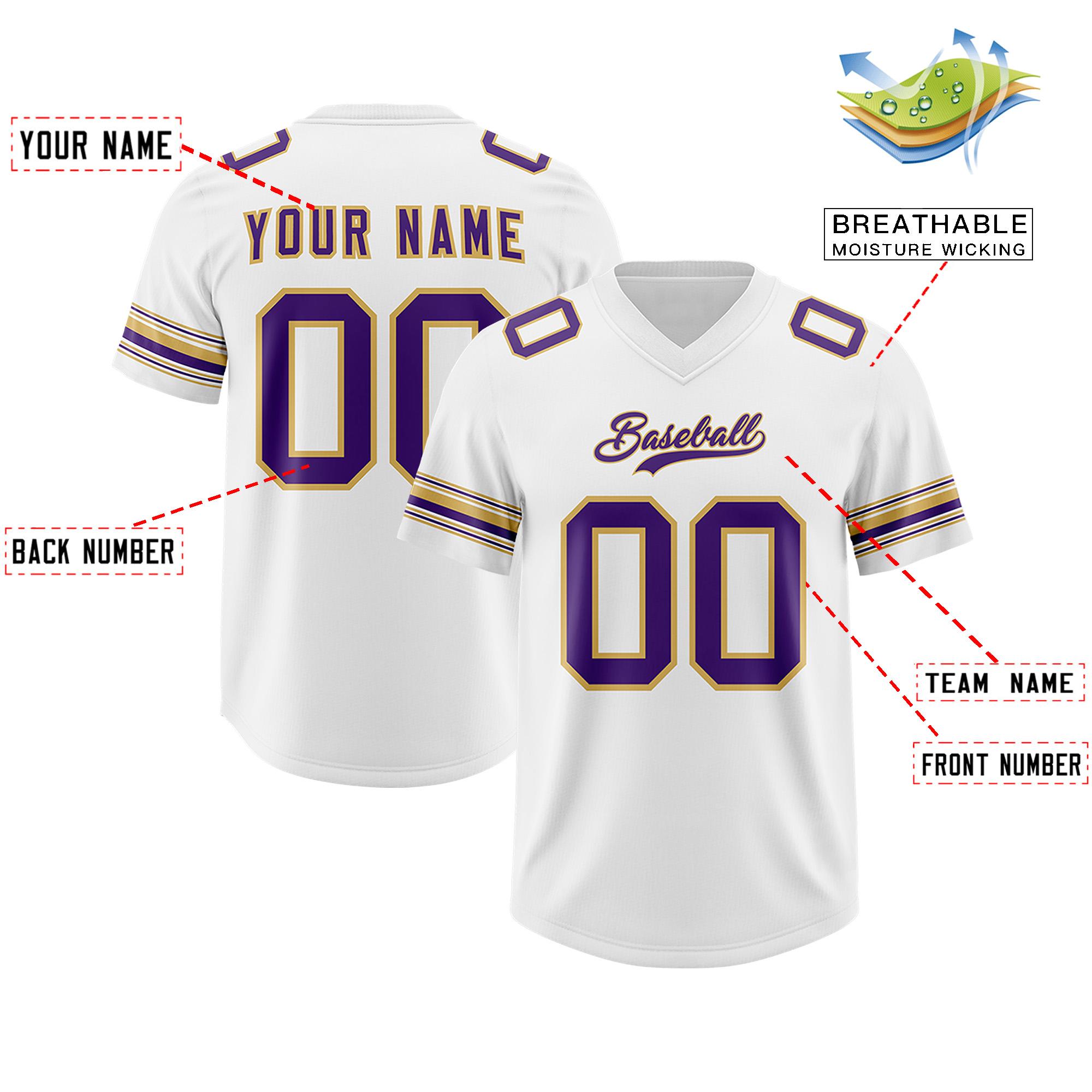 Custom White Purple Retro Personalized Sleeve Line Authentic Football Jersey