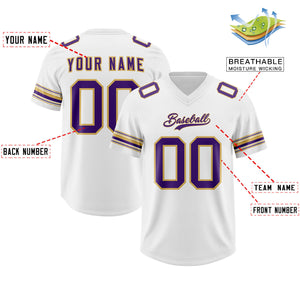 Custom White Purple Retro Personalized Sleeve Line Authentic Football Jersey