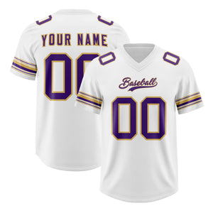 Custom White Purple Retro Personalized Sleeve Line Authentic Football Jersey