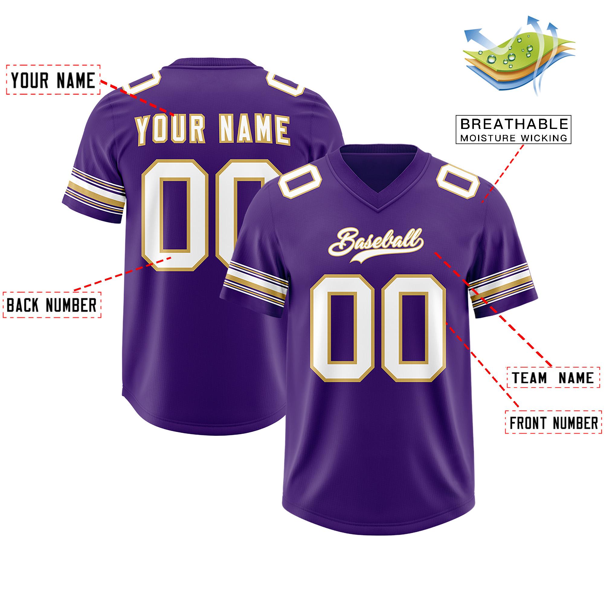 Custom Purple White Retro Personalized Sleeve Line Authentic Football Jersey