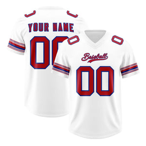 Custom White Red Retro Personalized Sleeve Line Authentic Football Jersey