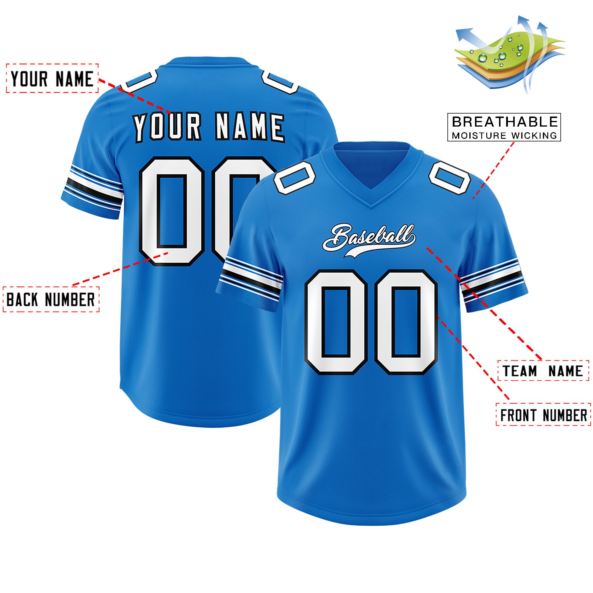 Custom Panther Blue White Retro Personalized Sleeve Line Authentic Football Jersey