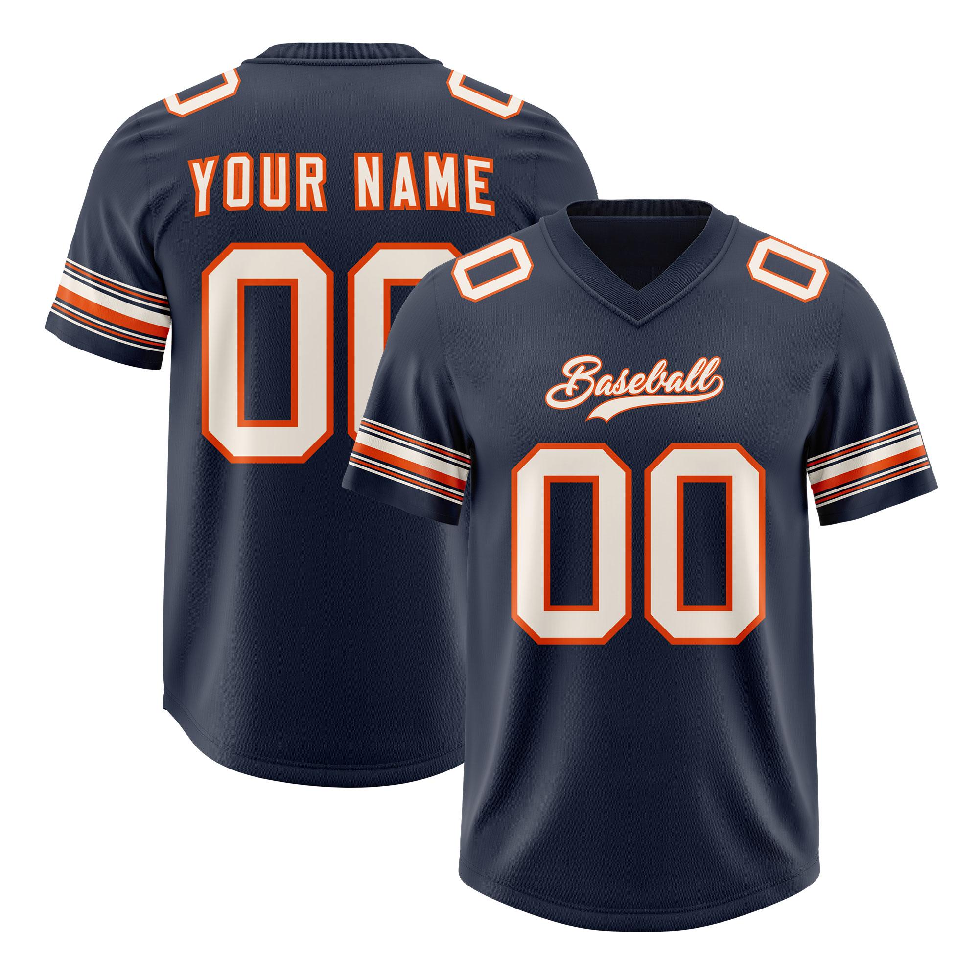 Custom Navy Cream Retro Personalized Sleeve Line Authentic Football Jersey