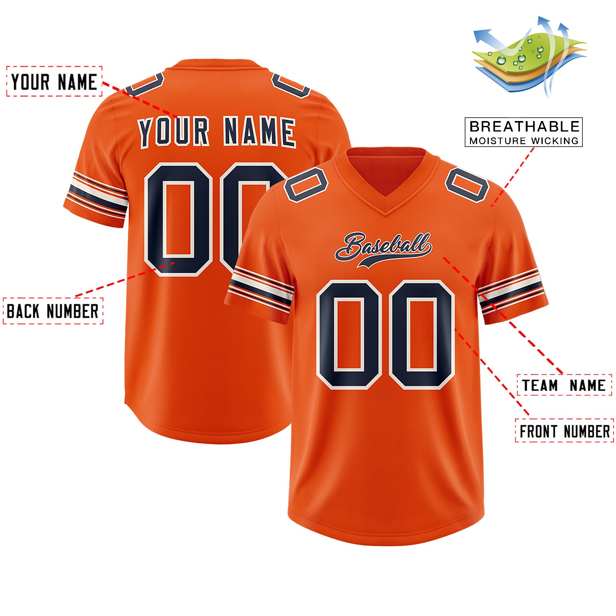 Custom Orange Navy Retro Personalized Sleeve Line Authentic Football Jersey