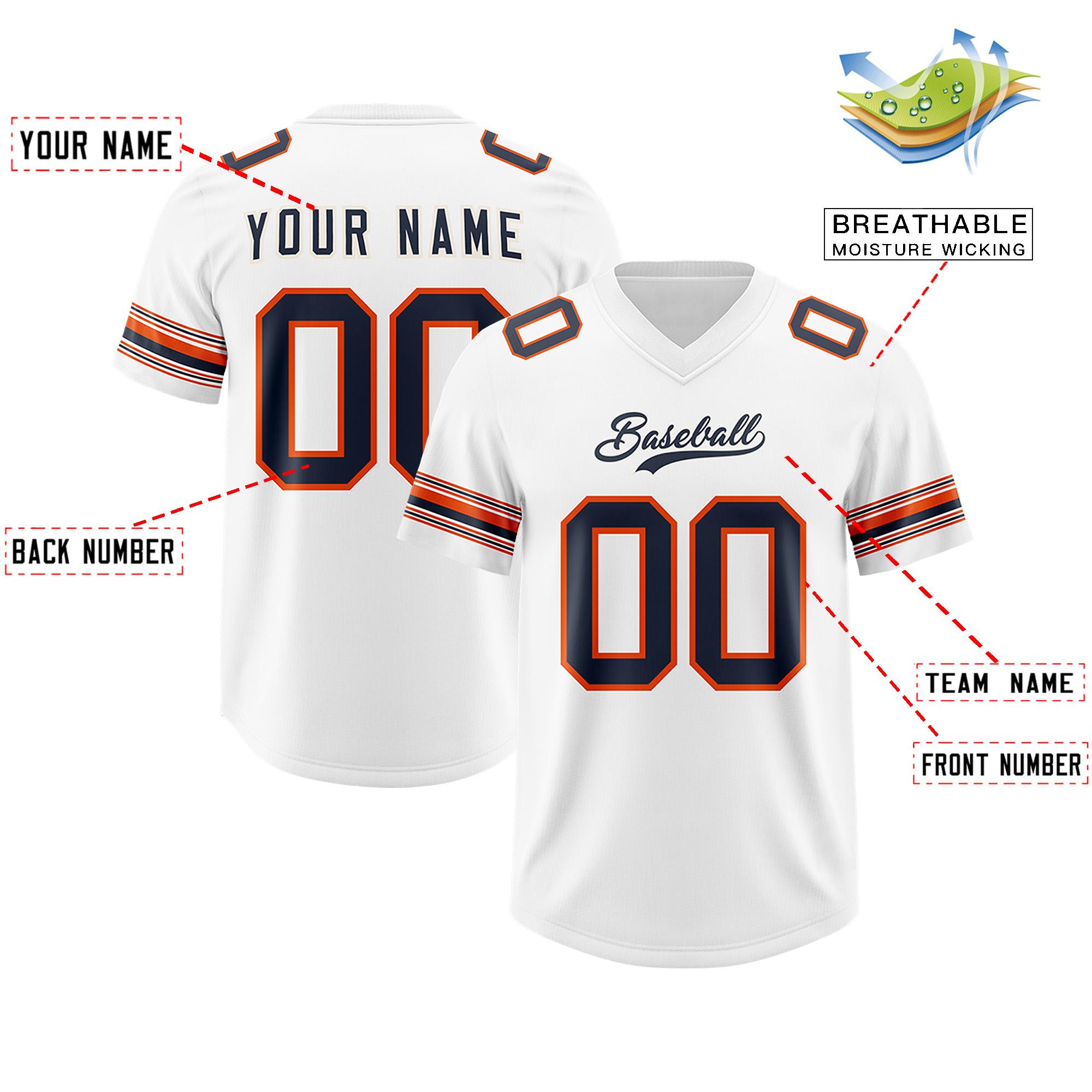 Custom White Navy Retro Personalized Sleeve Line Authentic Football Jersey