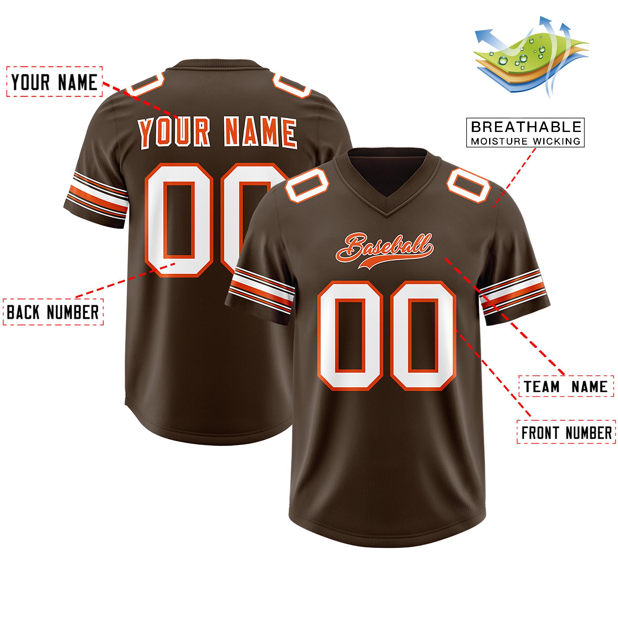 Custom Brown White Retro Personalized Sleeve Line Authentic Football Jersey