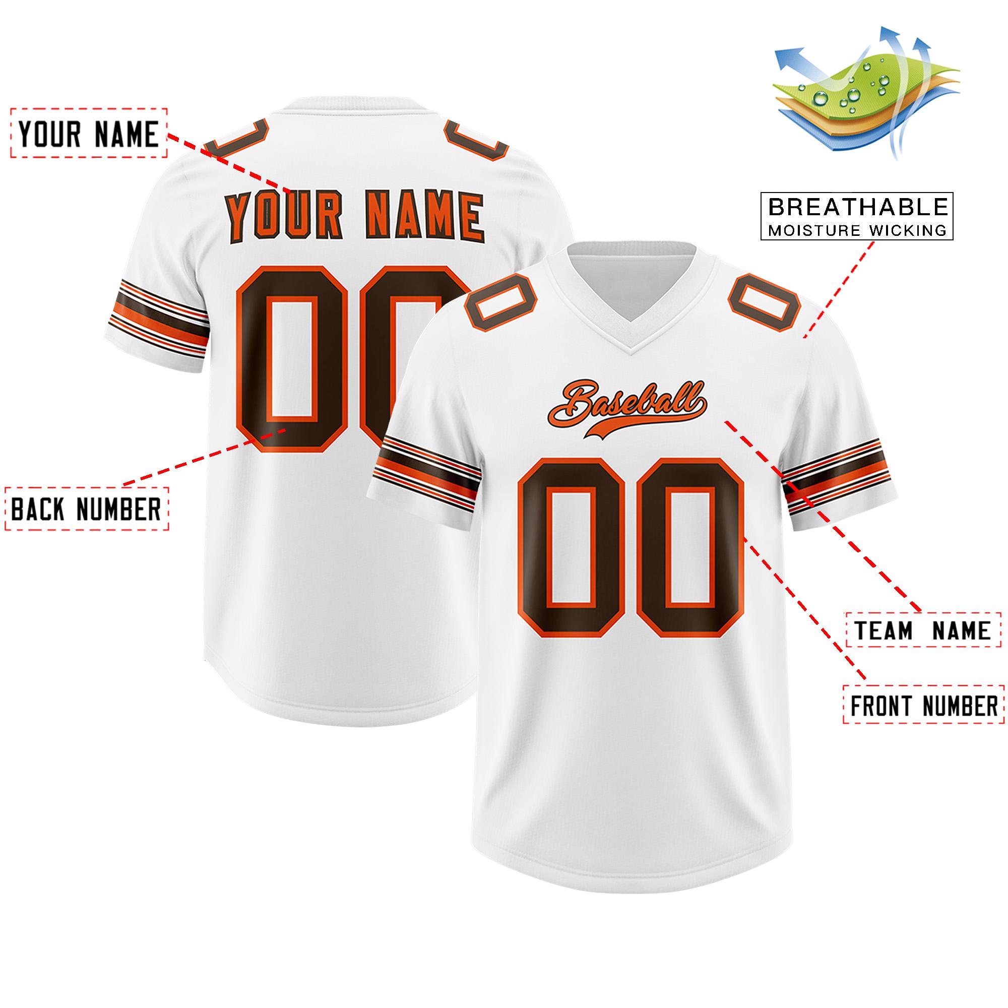 Custom White Brown Retro Personalized Sleeve Line Authentic Football Jersey