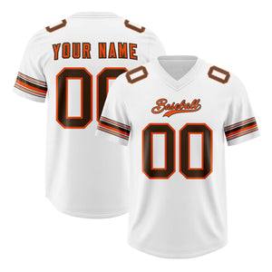 Custom White Brown Retro Personalized Sleeve Line Authentic Football Jersey