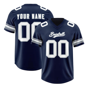 Custom Navy White Retro Personalized Sleeve Line Authentic Football Jersey