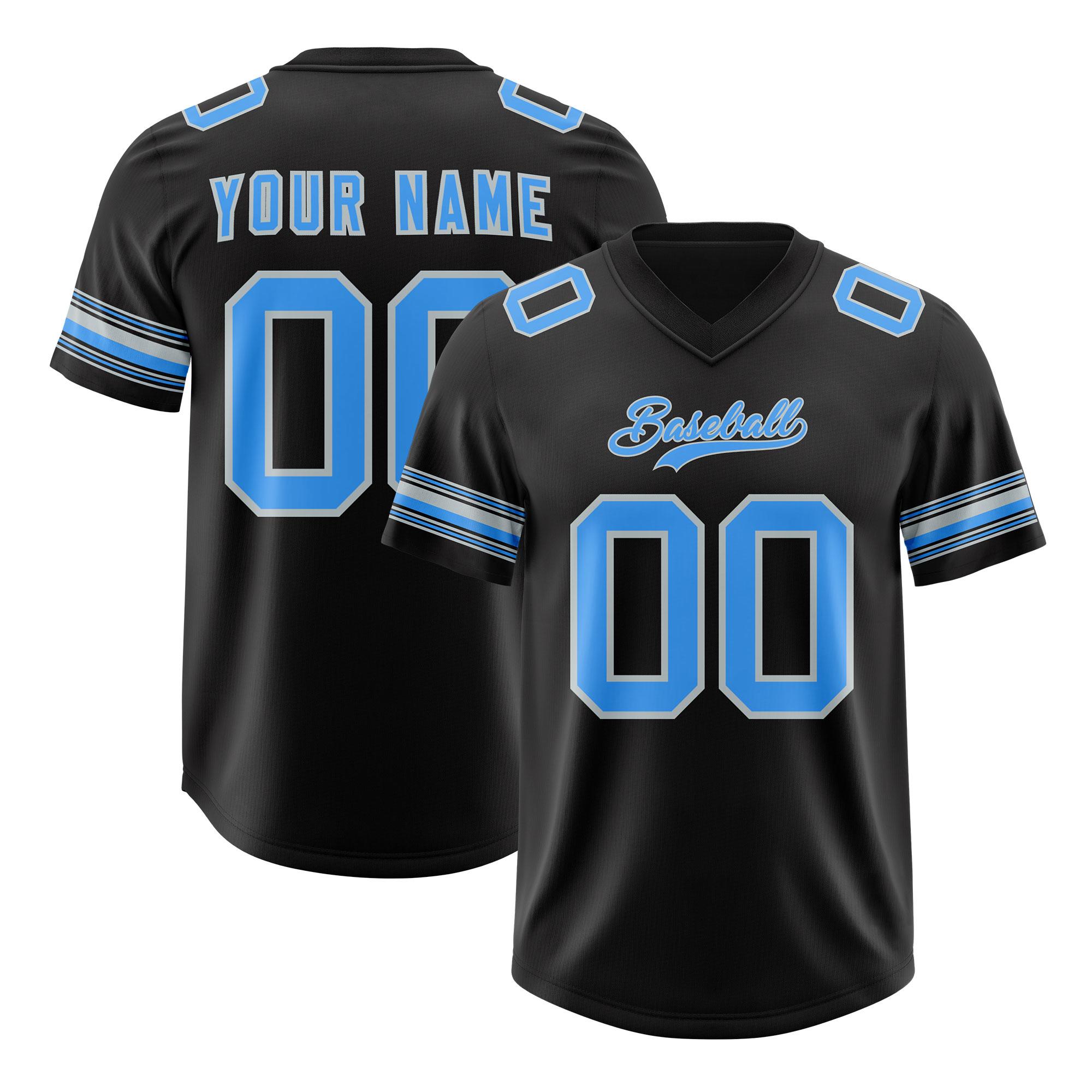 Custom Black Powder Blue Retro Personalized Sleeve Line Authentic Football Jersey