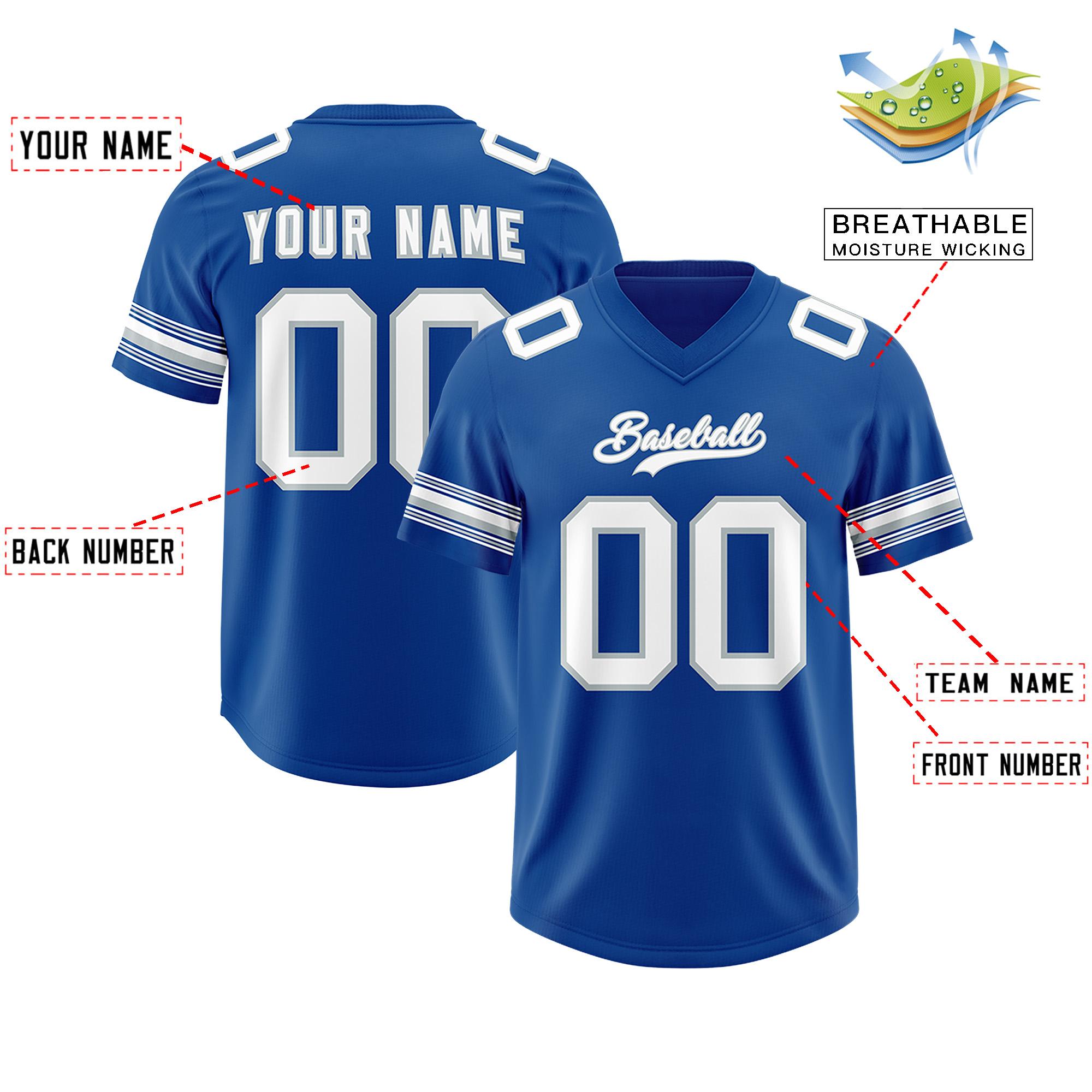 Custom Royal White Retro Personalized Sleeve Line Authentic Football Jersey