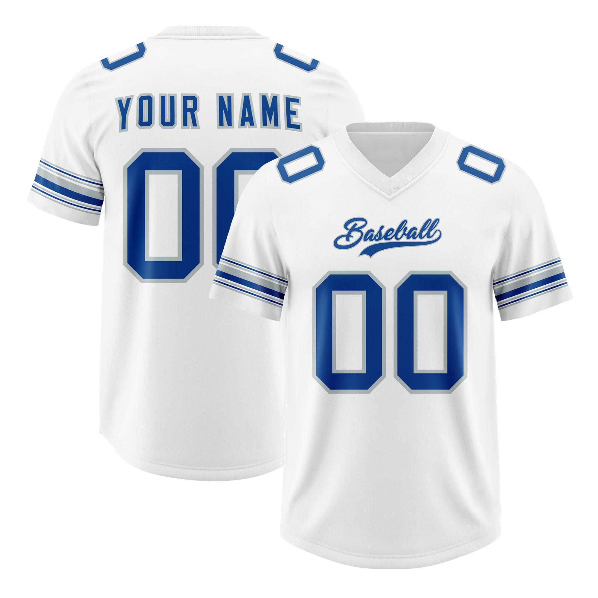 Custom White Royal Retro Personalized Sleeve Line Authentic Football Jersey