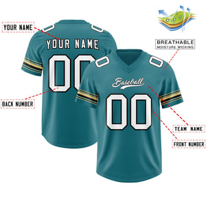 Custom Aqua White Retro Personalized Sleeve Line Authentic Football Jersey