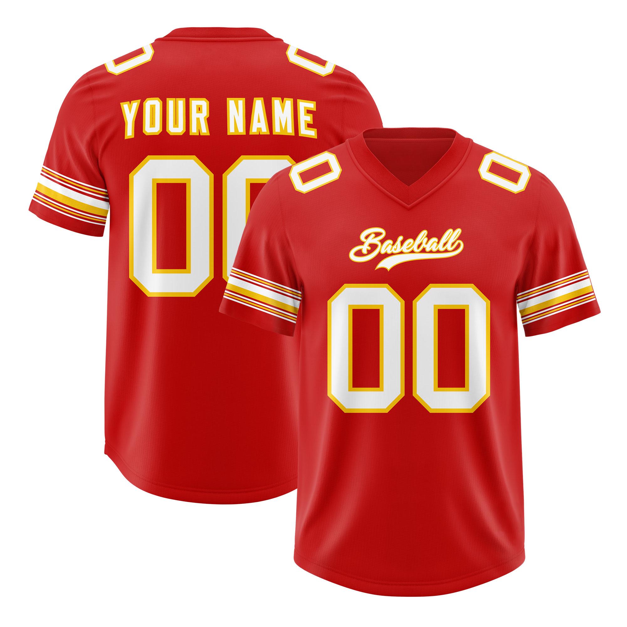 Custom Red White Retro Personalized Sleeve Line Authentic Football Jersey