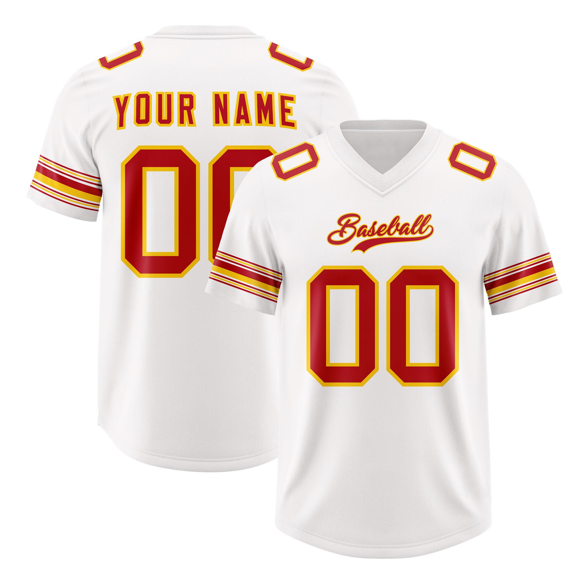 Custom White Red Retro Personalized Sleeve Line Authentic Football Jersey