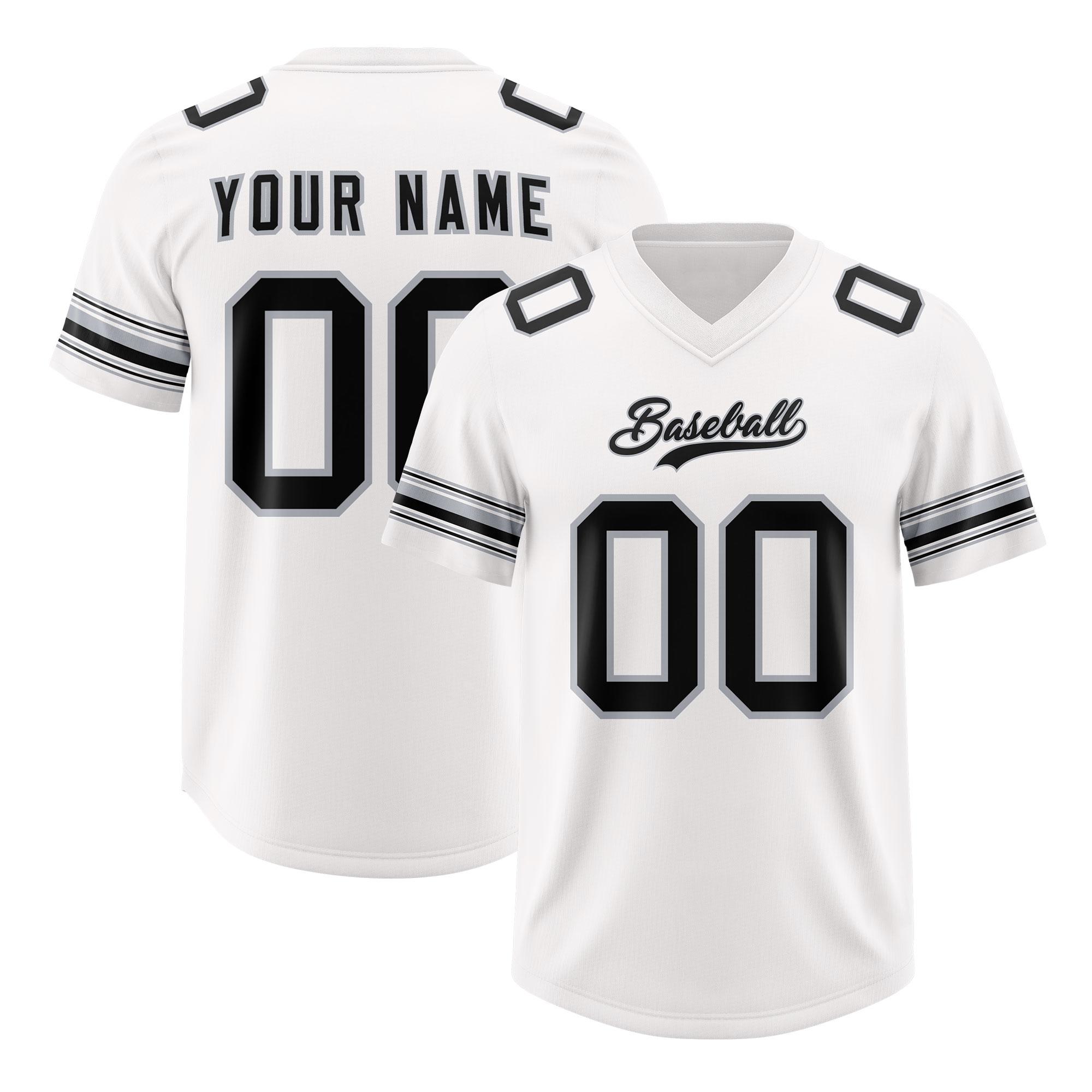 Custom White Black Retro Personalized Sleeve Line Authentic Football Jersey