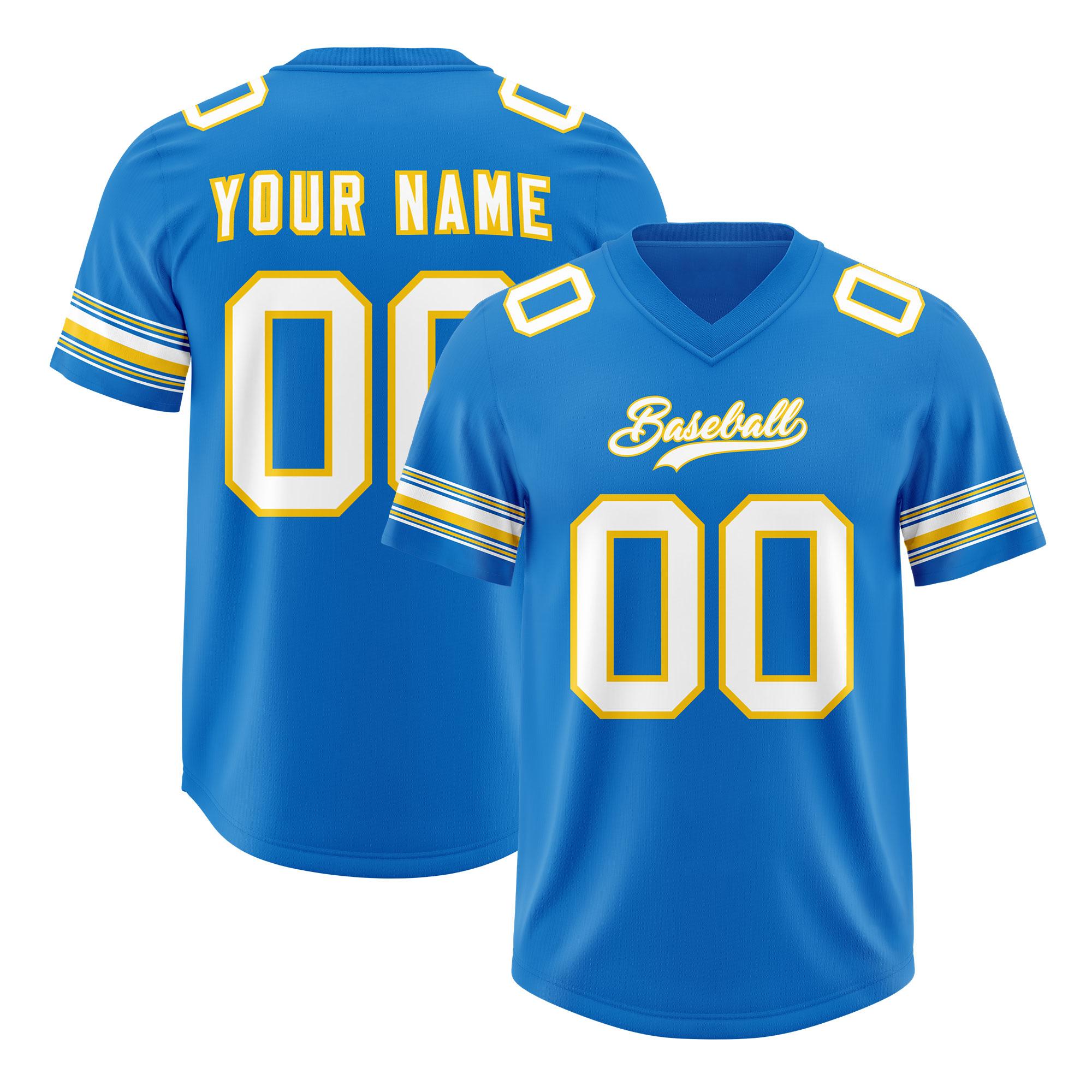 Custom Powder Blue White Retro Personalized Sleeve Line Authentic Football Jersey