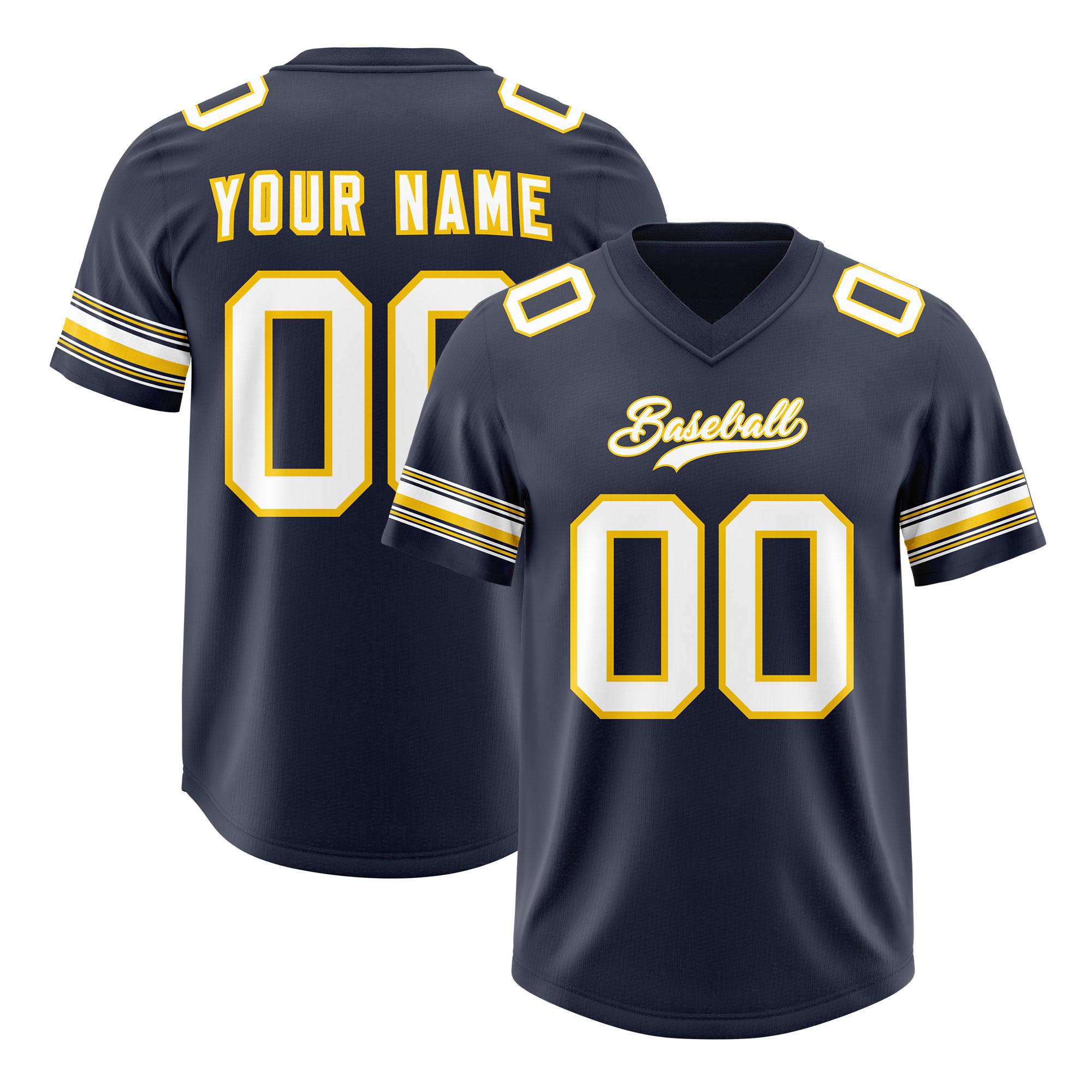 Custom Navy White Retro Personalized Sleeve Line Authentic Football Jersey