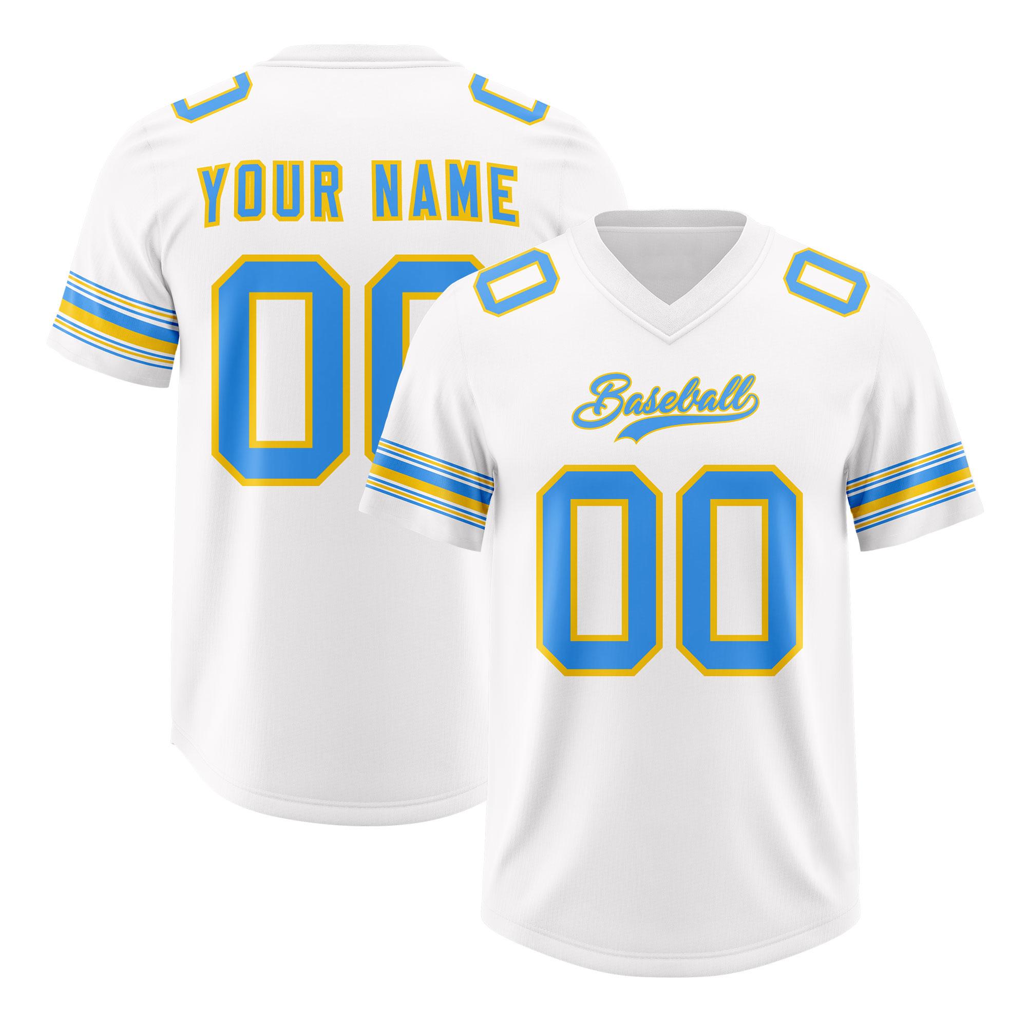 Custom White Powder Blue Retro Personalized Sleeve Line Authentic Football Jersey