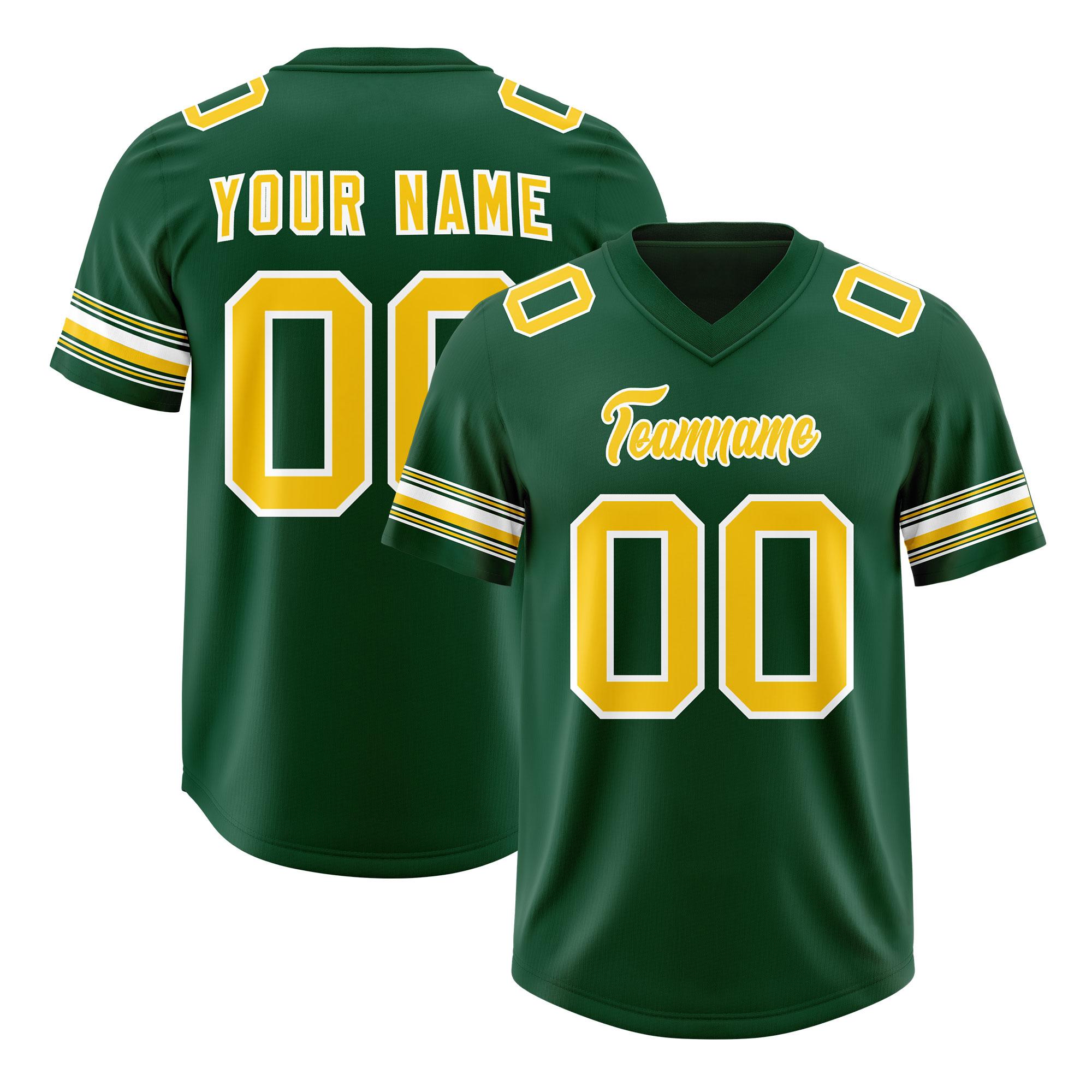 Custom Green Gold Retro Personalized Sleeve Line Authentic Football Jersey