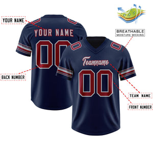 Custom Navy Red Retro Personalized Sleeve Line Authentic Football Jersey