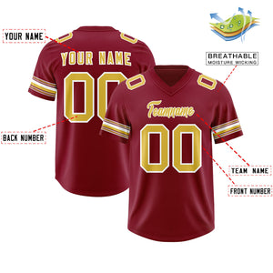 Custom Red Old Gold Retro Personalized Sleeve Line Authentic Football Jersey