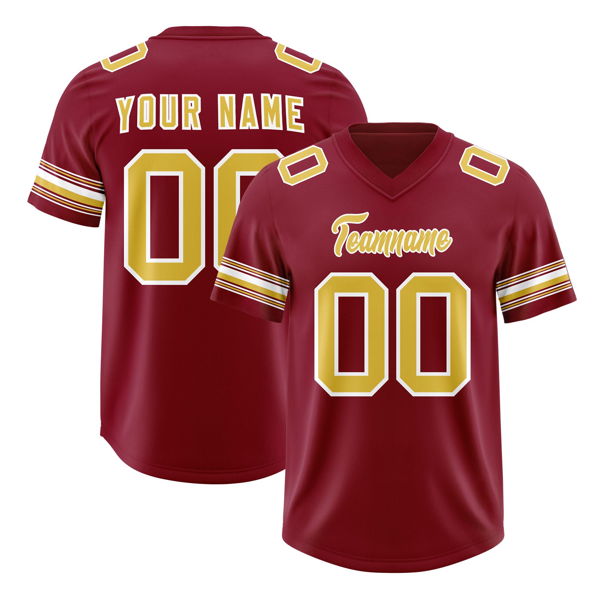 Custom Red Old Gold Retro Personalized Sleeve Line Authentic Football Jersey