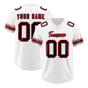 Custom White Red Retro Personalized Sleeve Line Authentic Football Jersey