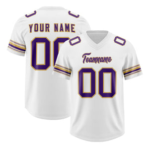 Custom White Purple Retro Personalized Sleeve Line Authentic Football Jersey