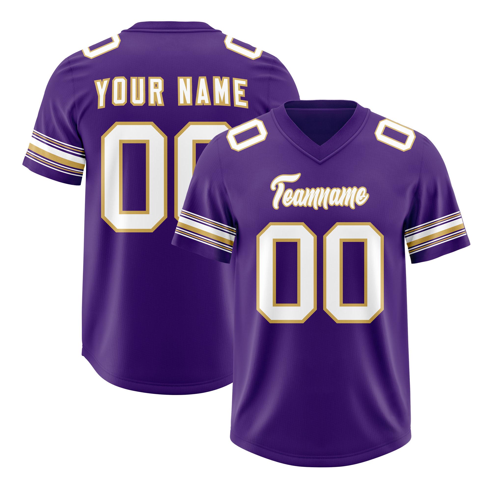 Custom Purple White Retro Personalized Sleeve Line Authentic Football Jersey