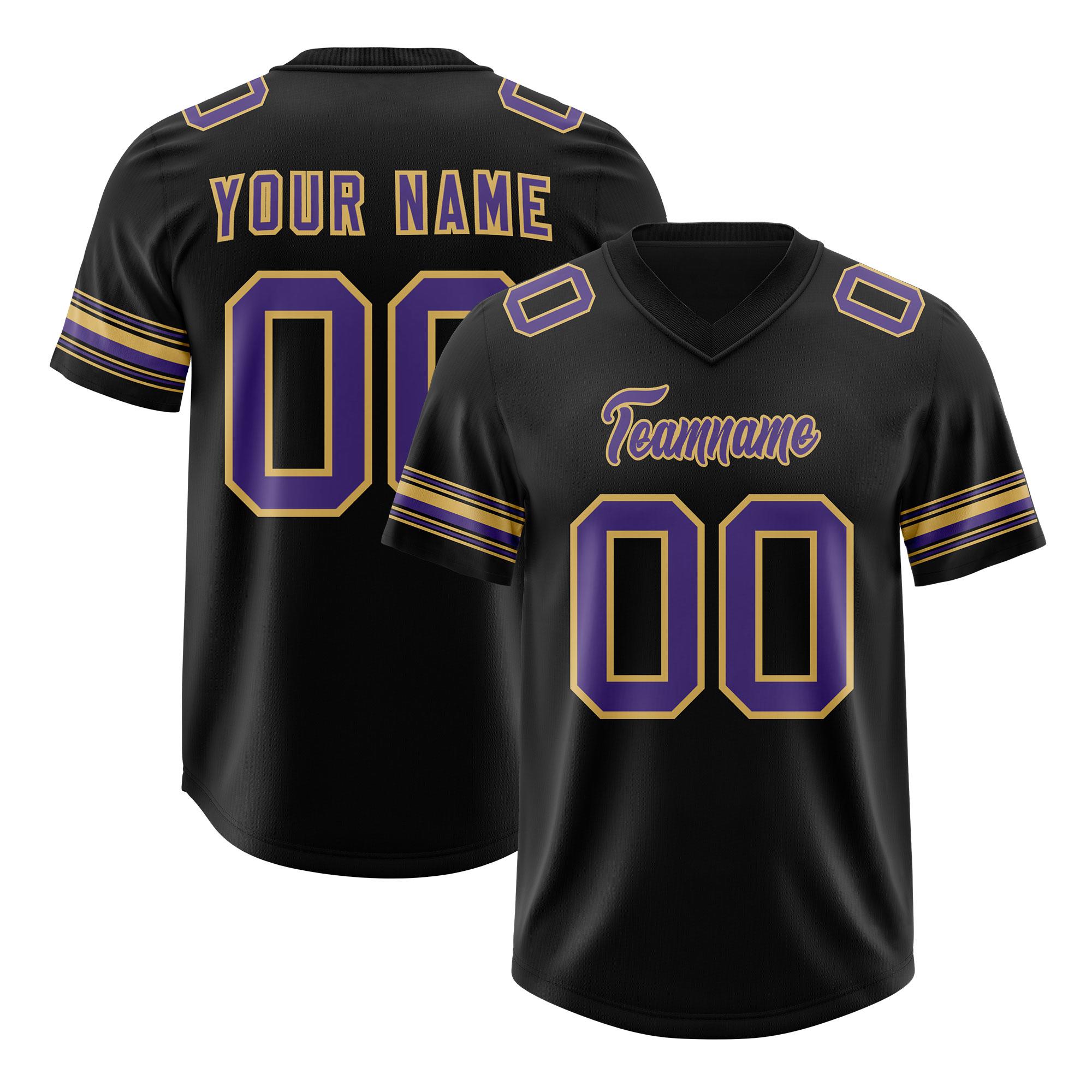 Custom Black Purple Retro Personalized Sleeve Line Authentic Football Jersey