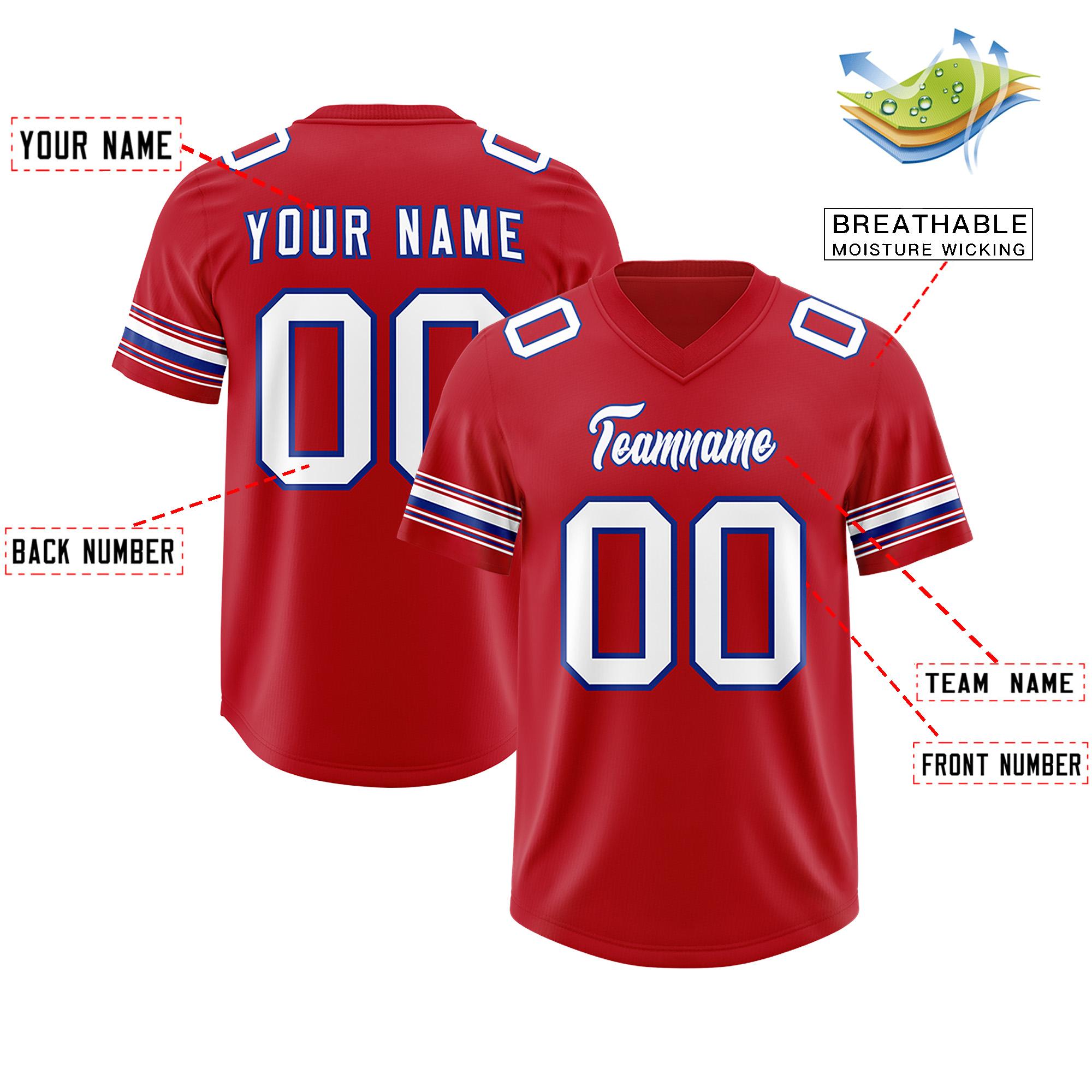 Custom Red White Retro Personalized Sleeve Line Authentic Football Jersey