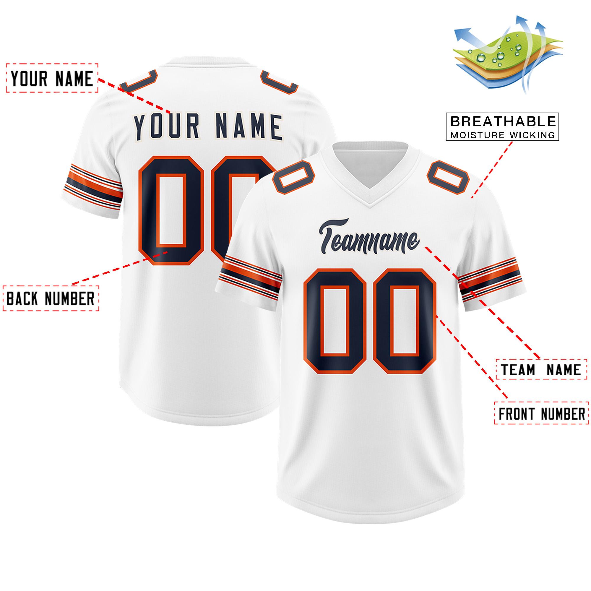 Custom White Navy Retro Personalized Sleeve Line Authentic Football Jersey