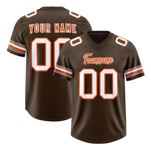 Custom Brown White Retro Personalized Sleeve Line Authentic Football Jersey