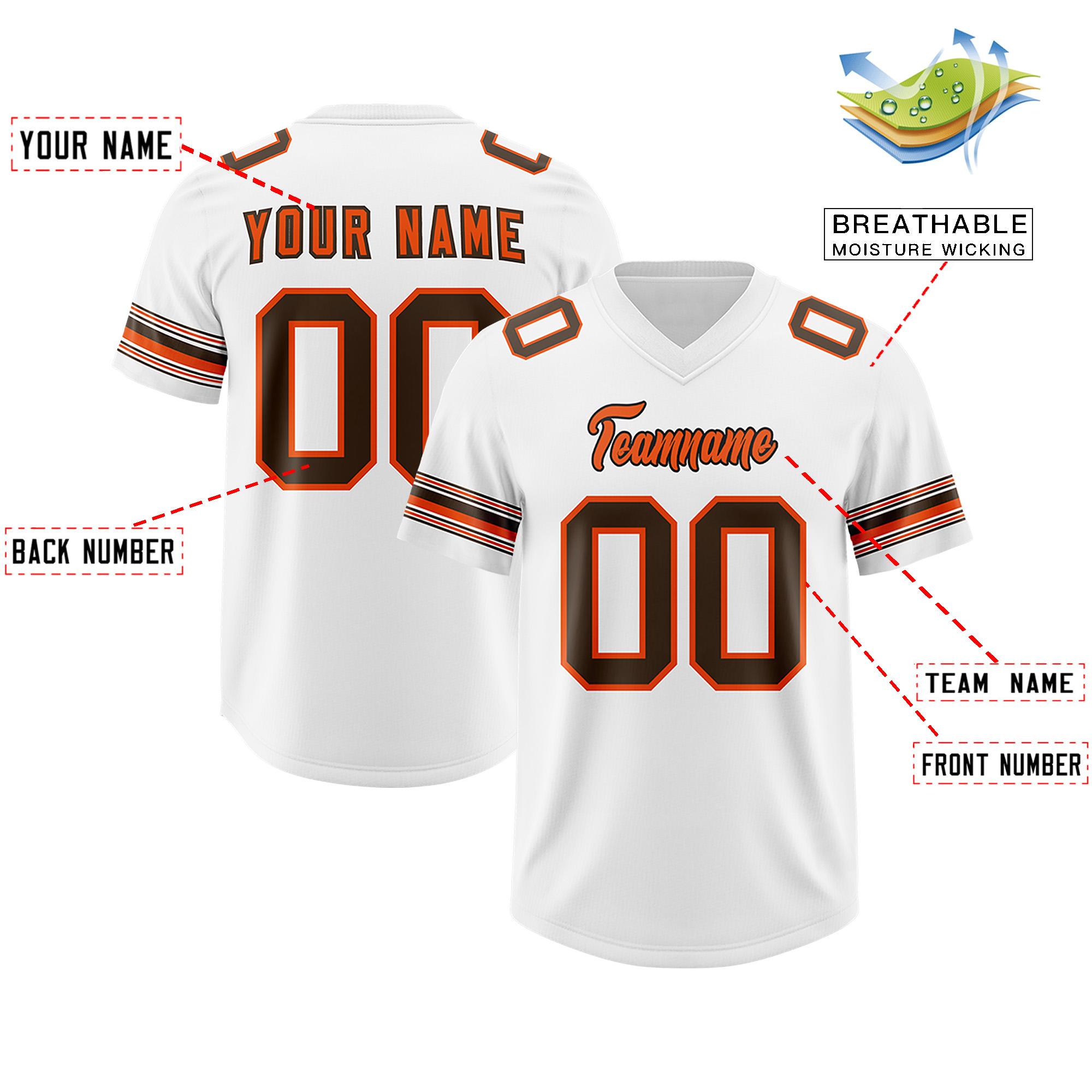 Custom White Brown Retro Personalized Sleeve Line Authentic Football Jersey