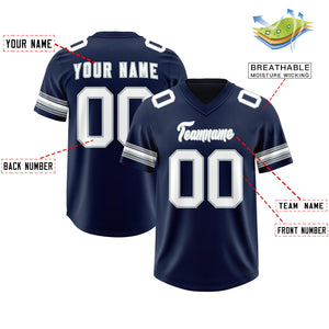 Custom Navy White Retro Personalized Sleeve Line Authentic Football Jersey